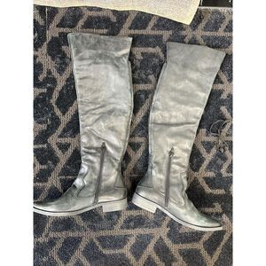 Free People Brenna Over The Knee Natural  Black Leather Boots Size  37